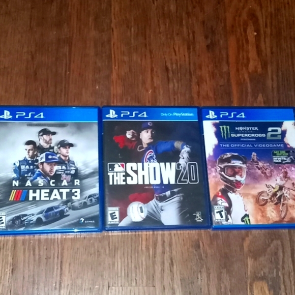 Nascar heat 3,monster energy 2,mlb the show 2020